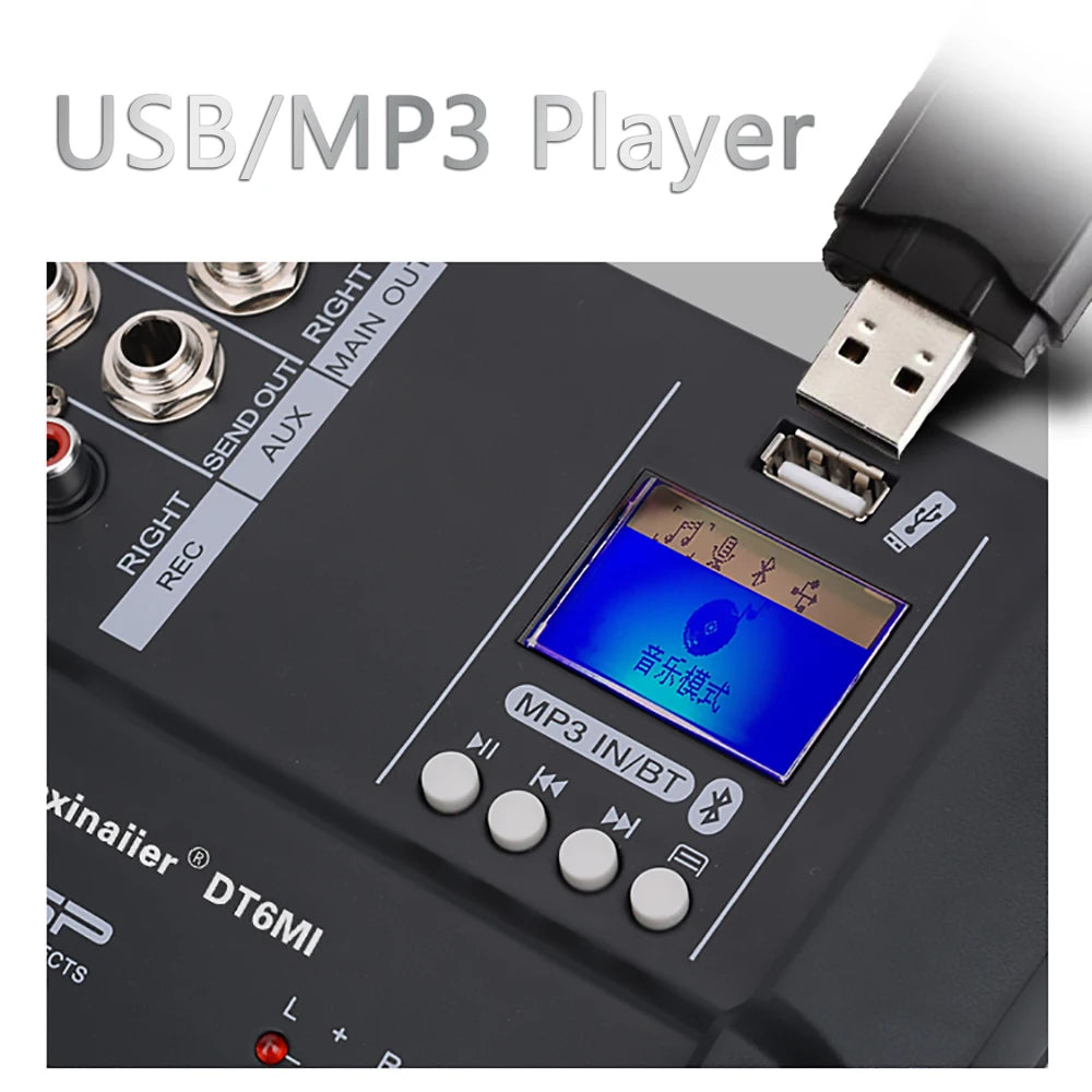 GAX-602W Professional Dj Audio Mixer Amplifier Mixer Wireless Microphone for Family Party Stage KTV