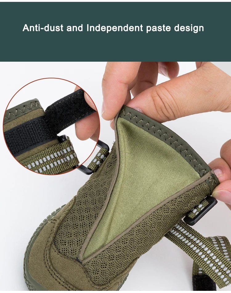 TRUELOVE Pet Shoes Waterproof Anti-slip for Puppy Medium and Large Dog Protect Pet Feet ArmyGreen Winter Snow 2/4pcs/set YS1891