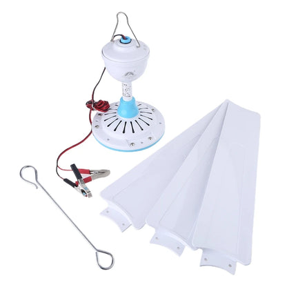 12V Mute Ceiling Fan 19.6inch Silent Camping Tent Hanging Fan without Switch 230cm Cable for Outdoor Hiking Bed Home Picnic