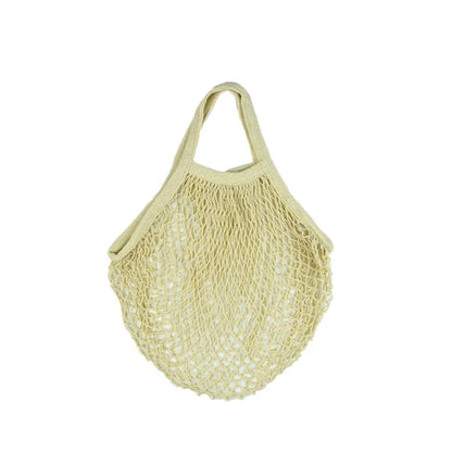 Recycled Reusable Cotton String Mesh Net Shopping Bag Long Handle Fruit Vegetable Grocery Produce Tote for Daily Life Letter