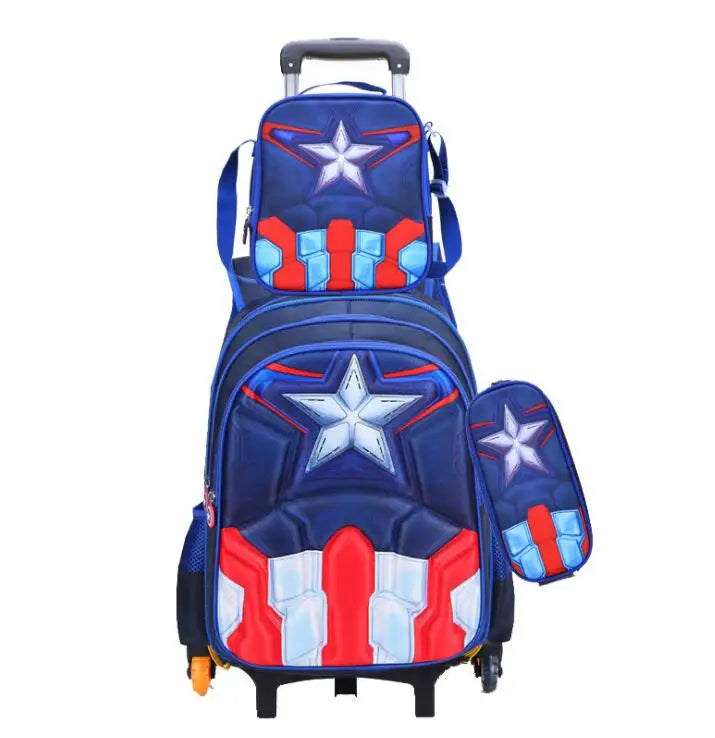 School Troilley Bag Set for boys School Trolley Backpack Set Lunch Bag School Wheeled Backpack for boys School Bookbag Rucksacks