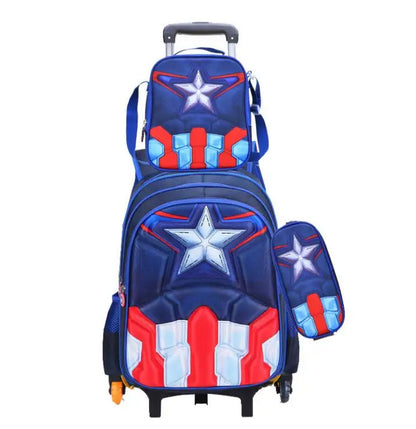 School Troilley Bag Set for boys School Trolley Backpack Set Lunch Bag School Wheeled Backpack for boys School Bookbag Rucksacks