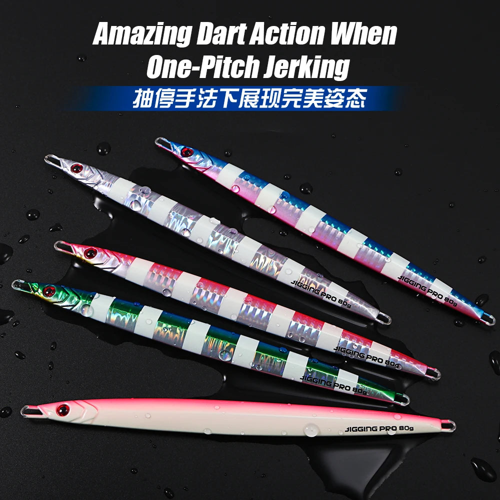 Long Blade Fishing Lure Metal Jig 60g 80g  Lead Fish Glow Paint Metal Lure  Long Casting Jig Lures Saltwater Sea for Snappers