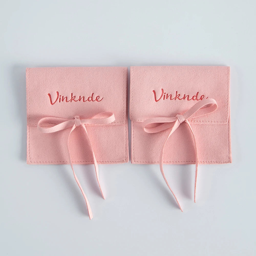 Wholesale 8*8cm Cream Luxury Microfiber Soft Packaging Bag Custom Unique Design with High Quality Logo for Jewelry Container