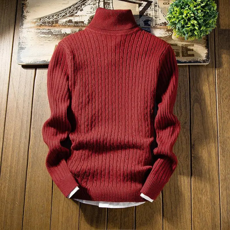 2023 Winter High Neck Thick Warm Sweater Men Turtleneck Brand Mens Sweaters Slim Fit Pullover Men Knitwear Male Double Collar3Xl