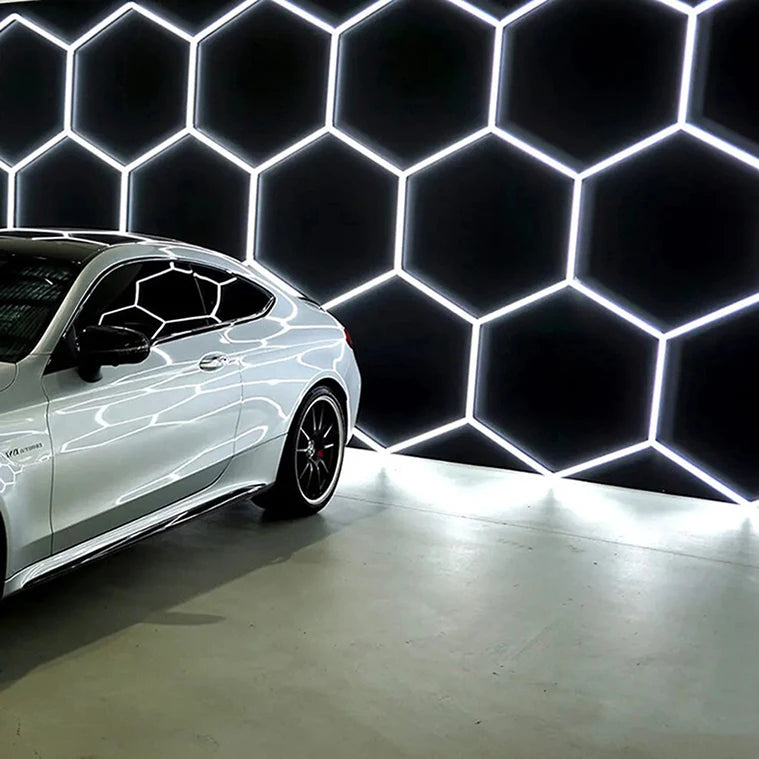Waterproof 6500K Hexagonal LED Light Ceiling Car Detailing Aluminum Housing Car Showroom Garage Honeycomb Wall Light