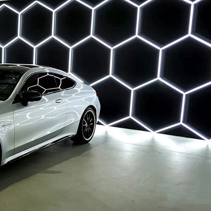 Waterproof 6500K Hexagonal LED Light Ceiling Car Detailing Aluminum Housing Car Showroom Garage Honeycomb Wall Light