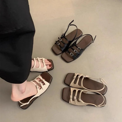 New Mid Heeled Sandals for Women, Summer Fish Mouth Covers, Thick Heels, High Heels, Simple Color Style