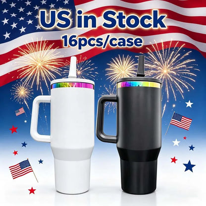 Us Warehouse 40 OZ Colorful Rainbow Plated Leak Proof Office Use 40 OZ Tumbler for Home Office Outdoor Daily Use