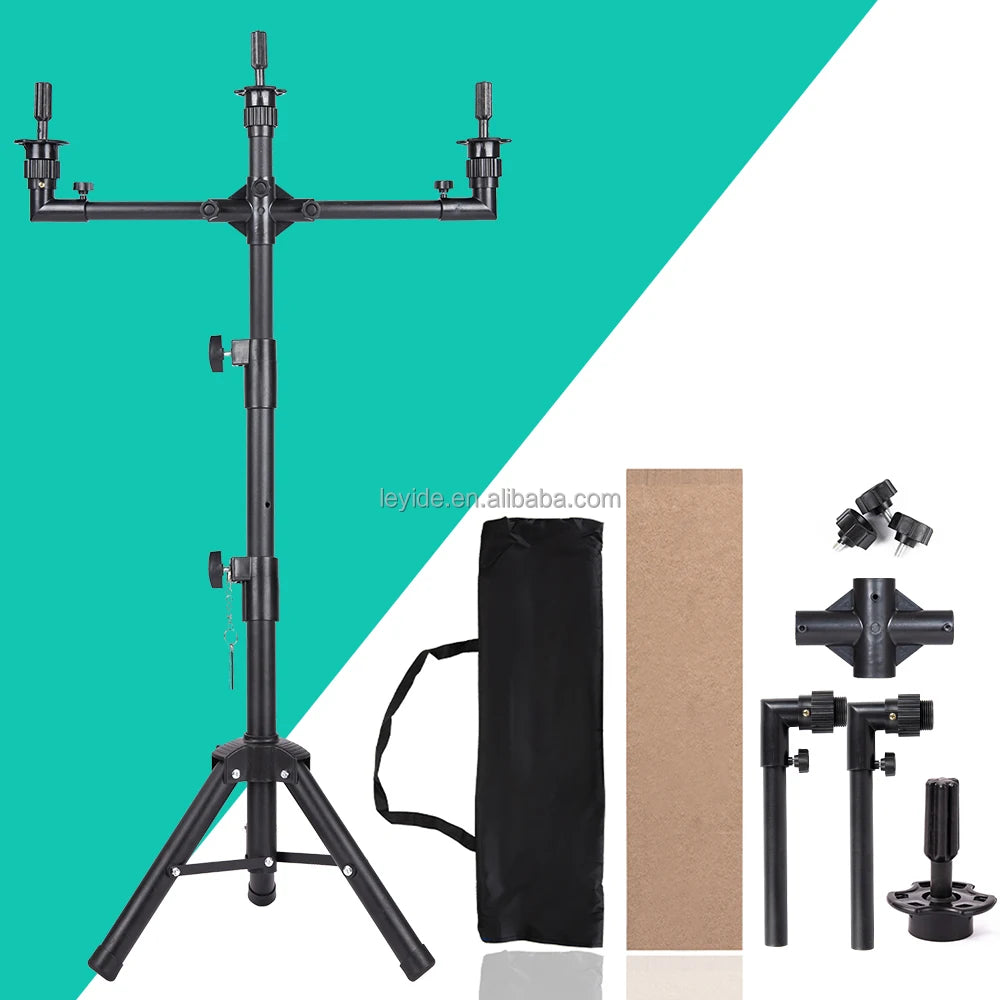 US Local Fast Delivery Cosmetology Training Head Tripod Black Mannequin Tripod Wig Stand Tripod for Wig Making with Foot Pedal