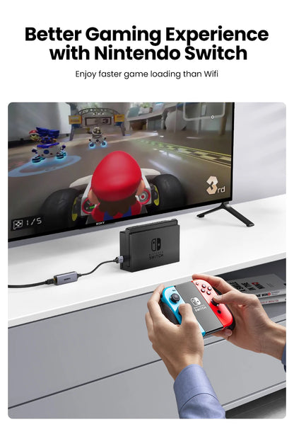 UGREEN USB Ethernet Adapter USB 3.0 Network Card to USB RJ45 Lan for PC Windows 10 Xiaomi Mi Box 3/S Nintend Switch Ethernet USB