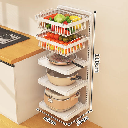 Punch-free hang Wall Vegetable Fruit Rack Kitchen Metal Storage Grill Basket Adjustable Plant Stand Pan Pot Lid Organizer Holder