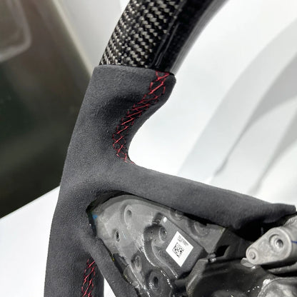 In Stock Flat-bottomed Sporty Glossy Carbon Fiber Alcantara Car Steering Wheel for Renault Megane 4