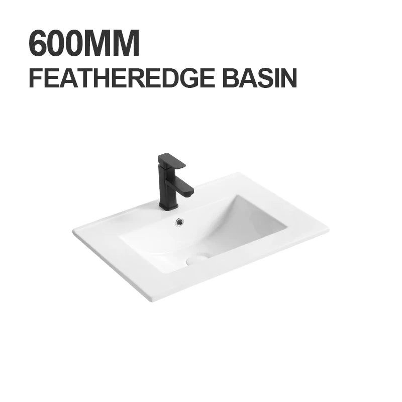 610mm Modern Integrated Thin Edge Wash Basin White Ceramic Rectangular Cabinet Vanity Hotel Bathroom Sink