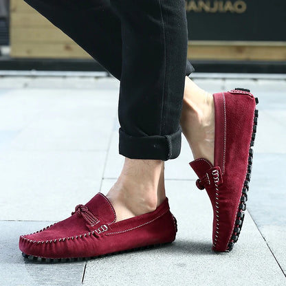 Size 38-46 Flat Suede Leather Moccasin Boat Shoes Breathable and Anti-Slip Driving Loafer for Men Winter Appropriate