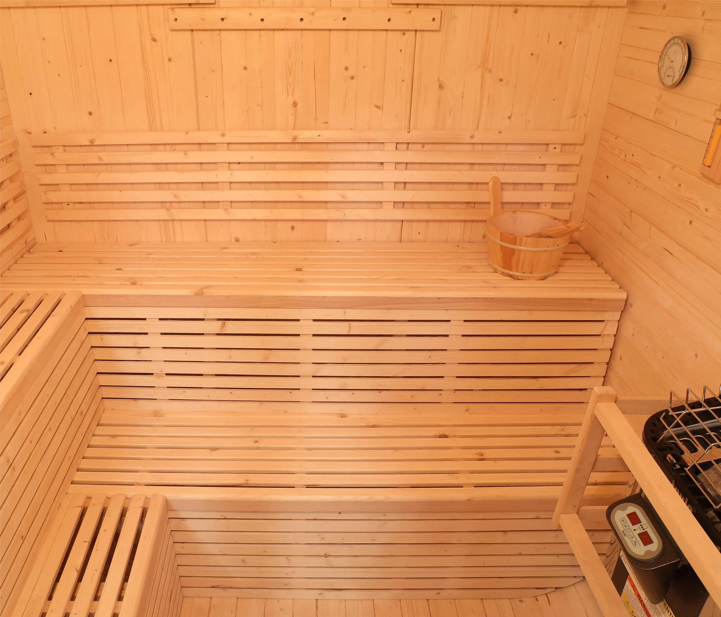 Modern White Pine Sauna Room - Solid Wood & Tempered Glass, Ready for Your Backyard