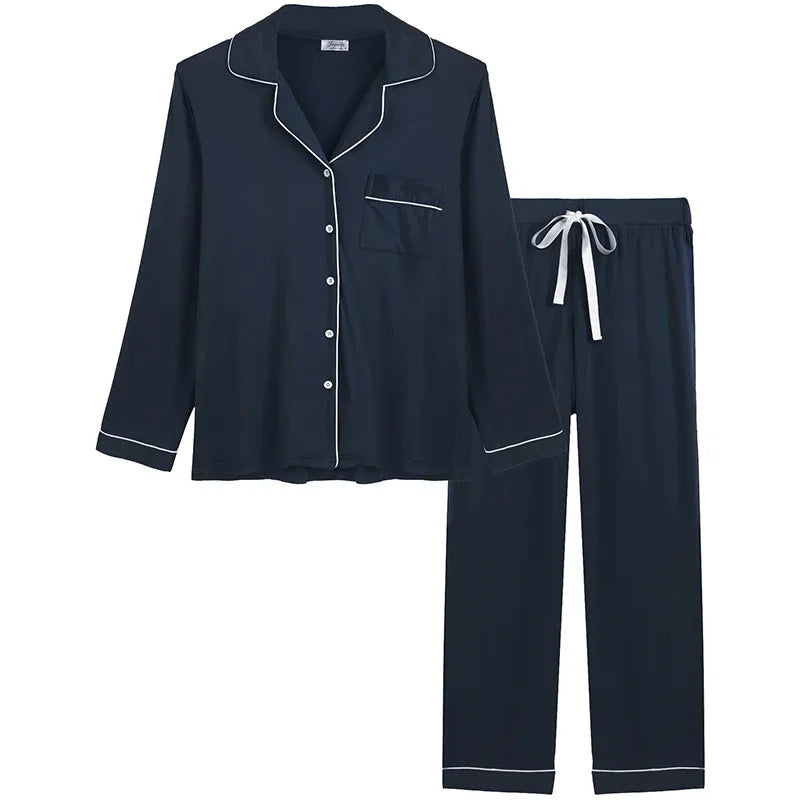 Joyaria Pajama Sets Women Long Sleeve Sleepwear Button Down Pj Pants Set Soft Bamboo Female Night Suit PJS Women Pyjamas Femmes