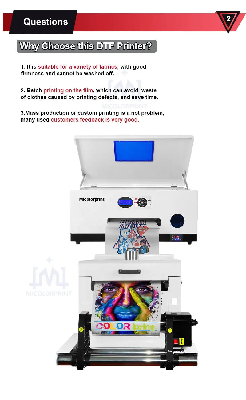 Micolorprint Thermal Transfer Pet Film Dtf Printer A3 Desktop Dtf Printer Print Anything