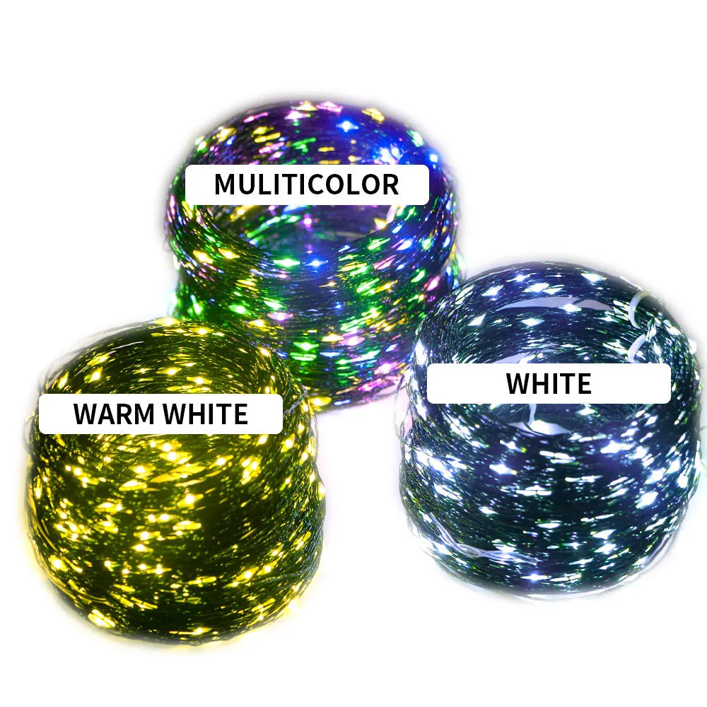 10M-200M LED String Fairy Lights Green Wire Outdoor Christmas Tree Lights Garland For New Year Street Home Party Wedding Decor
