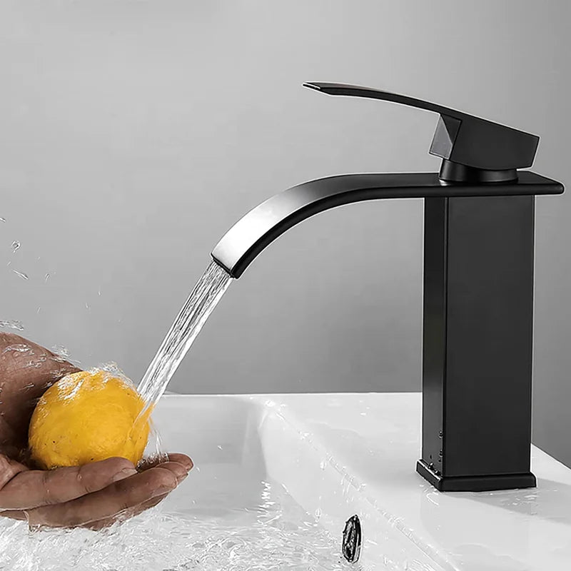 Modern Stainless Steel 304 Single-Hole Deck Cold Hot Water Basin Toilet Wash Bathroom Cabinet Hall Single Handle Metered Feature