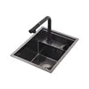 Stainless Steel SS304 Single Bowl Pull Out Faucet Tap New Black Nanometer Flip Cover Hidden Kitchen Sink