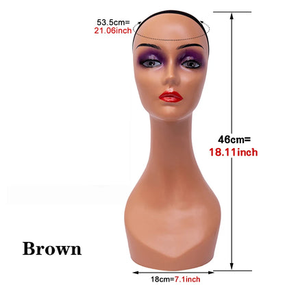 Fast Delivery PVC Professional Long Neck Female Realistic Mannequin Head and Makeup for Wig Display