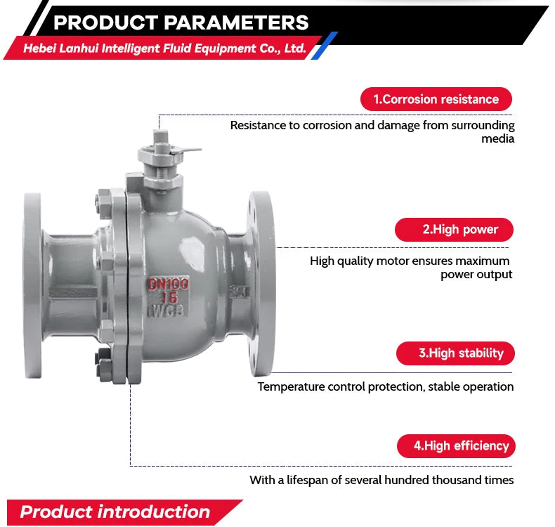 LANHUI High Quality DN100 Flange Ball Valves Manual Water OEM Customizable Safety Competitive China Manufacturer's Prices