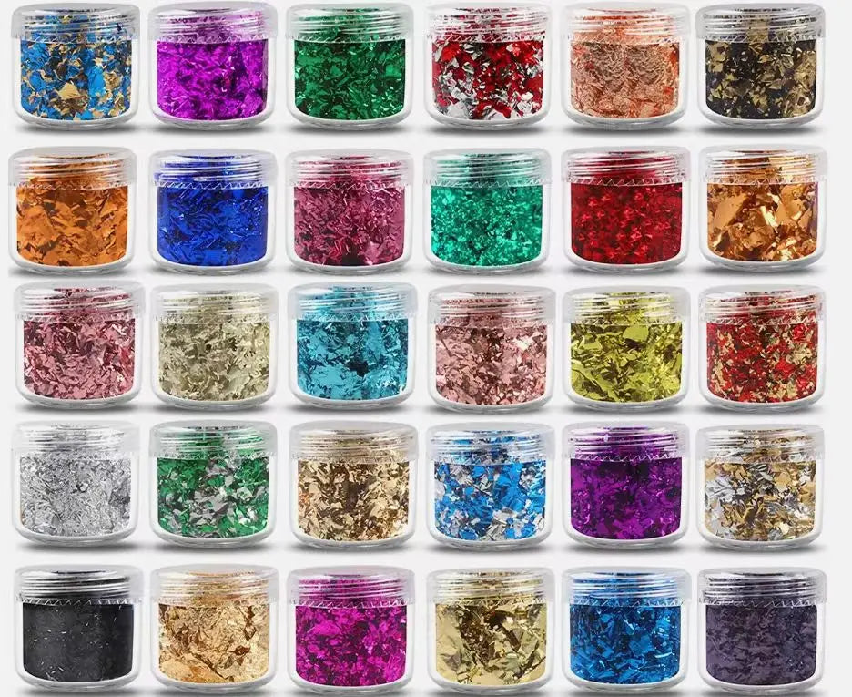 Nail Gold Foil Flakes for Resin Gilding Metal Gold Silver Leaf Flakes for Nails Art Slime-for Diwali Graduation Decorations 1kg