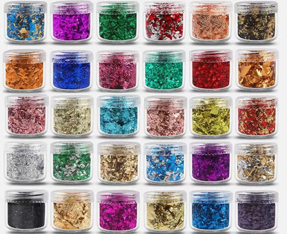 Nail Gold Foil Flakes for Resin Gilding Metal Gold Silver Leaf Flakes for Nails Art Slime-for Diwali Graduation Decorations 1kg