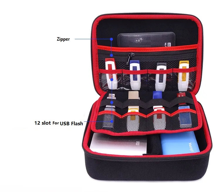 GHKJOK 3.5 inch Large HDD USB Flash Drive external hard disk case Cable Organizer Bag Carry Case usb flash disk GH1603