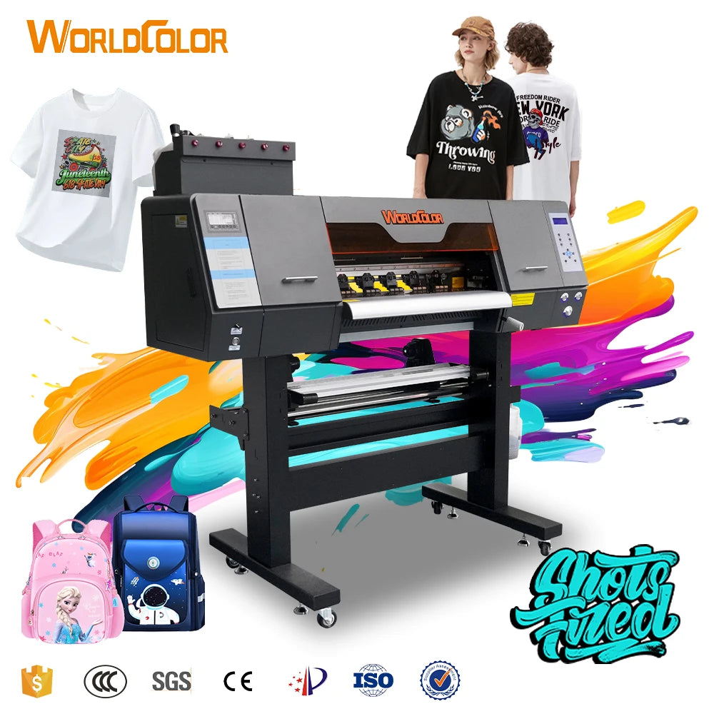 Worldcolor DTF T Shirt Printer Machine 70cm Width Direct Film I3200A1 4720 XP600 Heads 2 Pieces White Ink Tpye Pump Motor