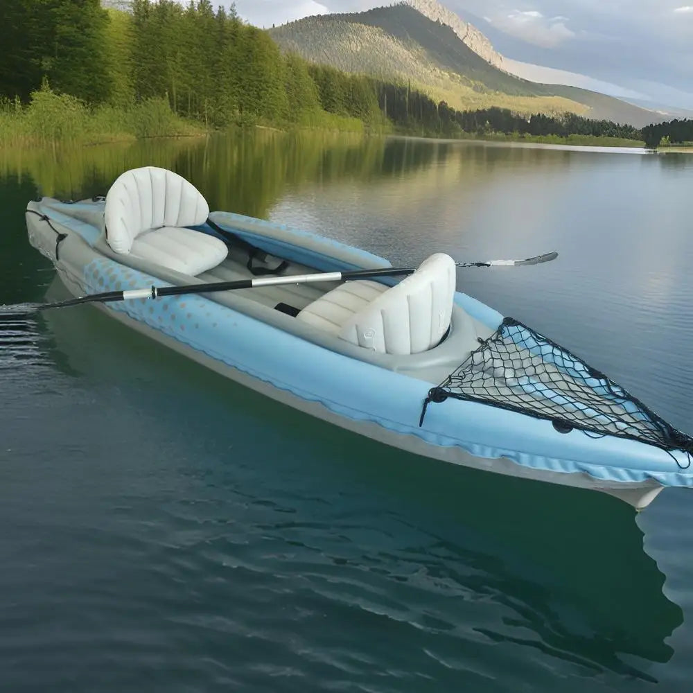 2-Person Inflatable Kayak with Aluminum Oars , High Output Air Pump  Double Tandem Kayak PVC Boat for Adults, Two Person Canoe