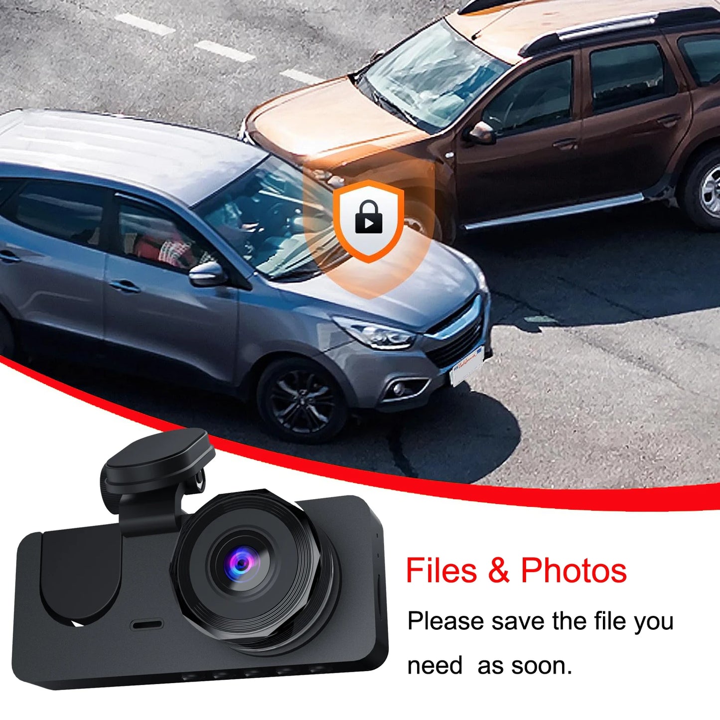 2-Inch IPS Screen Dashcam 1080P HD 140 Degree 3 Lens Loop Recording Waterproof Front Rear Car Recorder DVR