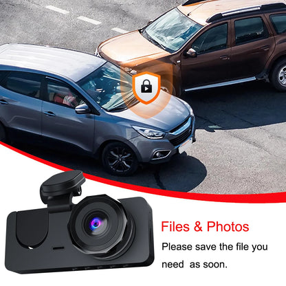 2-Inch IPS Screen Dashcam 1080P HD 140 Degree 3 Lens Loop Recording Waterproof Front Rear Car Recorder DVR