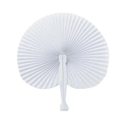 10pcs White Folding Fan Heart Shape Circular Blank Paper Hand Fans Wedding Outdoor Gatherings Party Birthday Wedding Decor