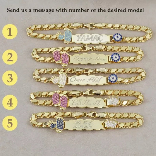 Baby Birthday Gifts   Personalized Name Jewelry Flower Crown Baby Name  Bracelets for Children