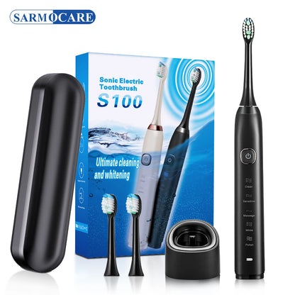 Deep Clean Rechargeable Sonic Electric Toothbrush with 8 Brush Heads Adult IPX7 Waterproof Medium Electric Tooth Cleaner