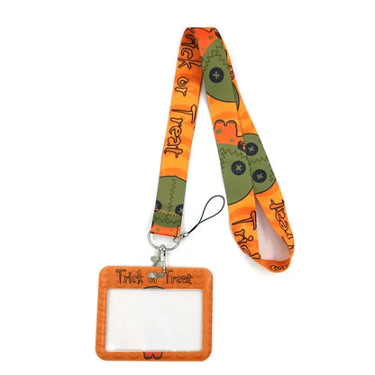 Halloween Trick R Treat Art Cartoon Anime Fashion Lanyards Bus ID Name Work Card Holder Accessories Decorations Kids Gifts