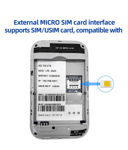 Unlocked 2100mAh Battery with SIM Card Slot 4G LTE Router Hotspot 150mbps USB Dongle Pocket Wifi Wireless Battery