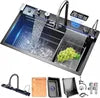 304 Kitchen Sink Multifunction LED Digital Display With Pull-Out Faucet Stainless Steel Anti-Scratch Kitchen Sinks
