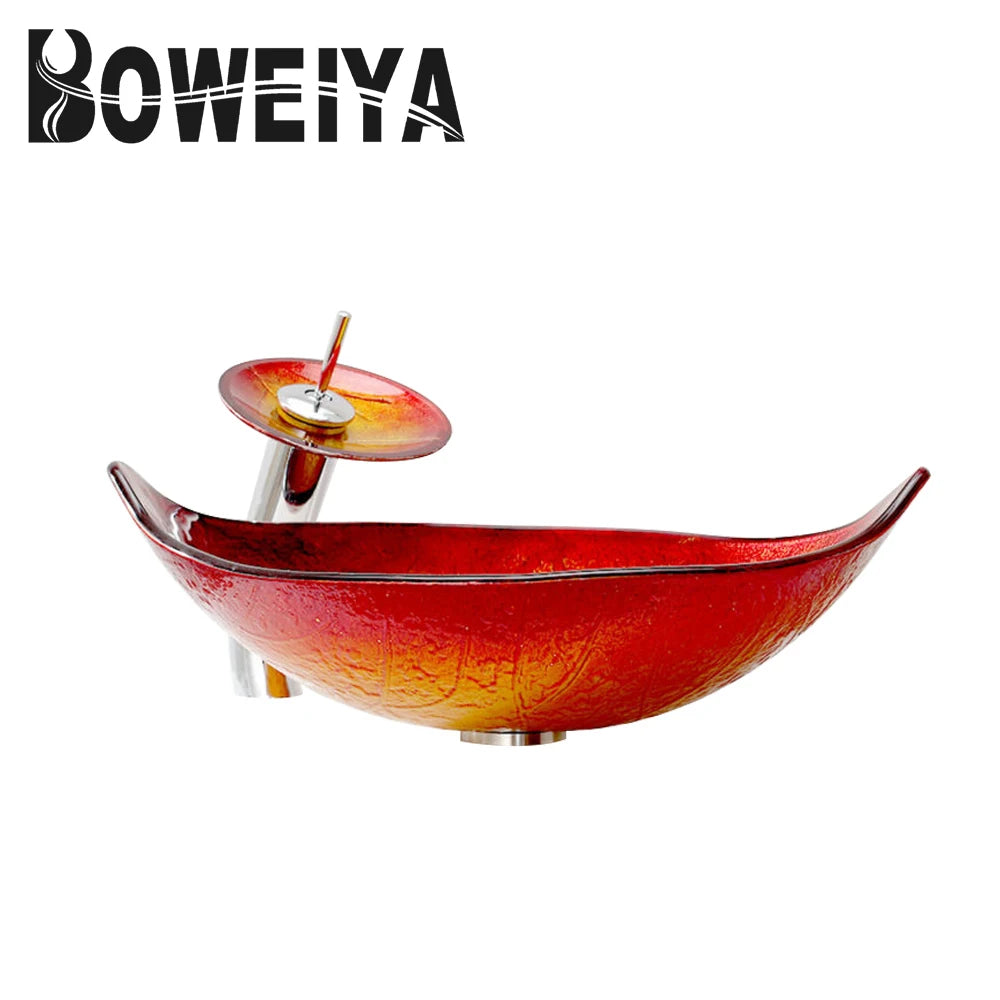 Hotel Washroom Decorative Leaf Shape Vessel Sink Modern Basin
