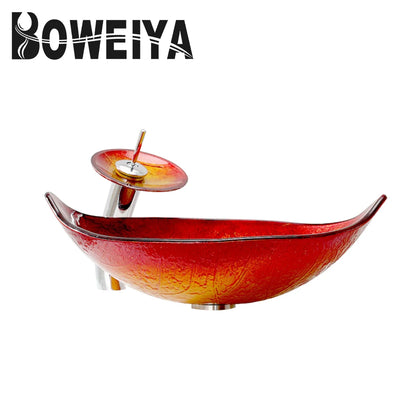 Hotel Washroom Decorative Leaf Shape Vessel Sink Modern Basin