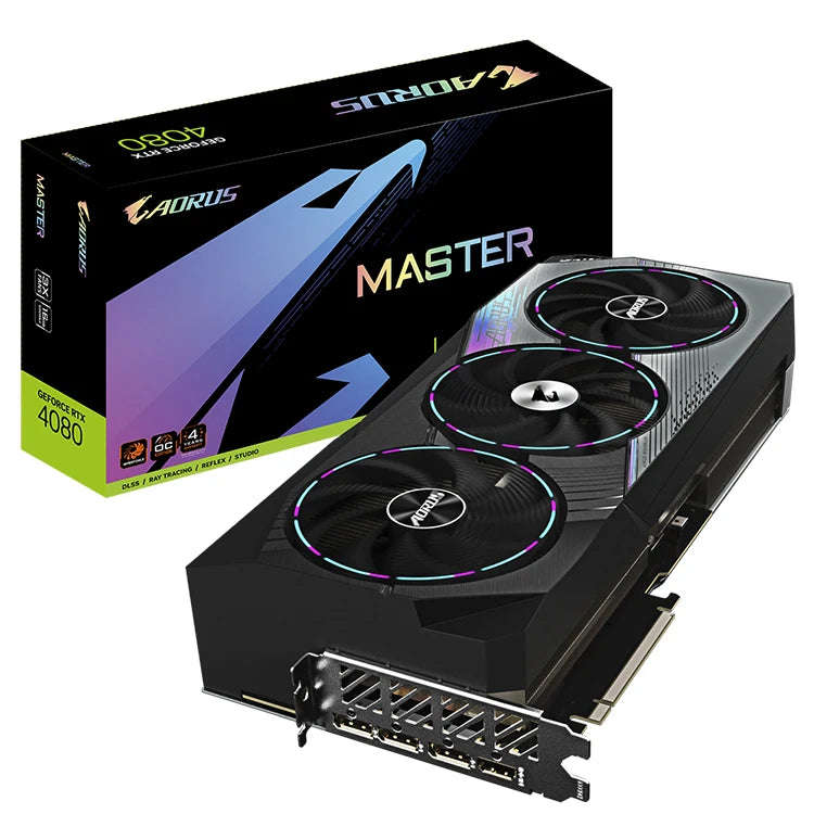 Used GIGABYTE AORUS GeForce RTX 4080 16GB MASTER Graphics Card With 16GB GDDR6X 256-bit Memory Support OverClock
