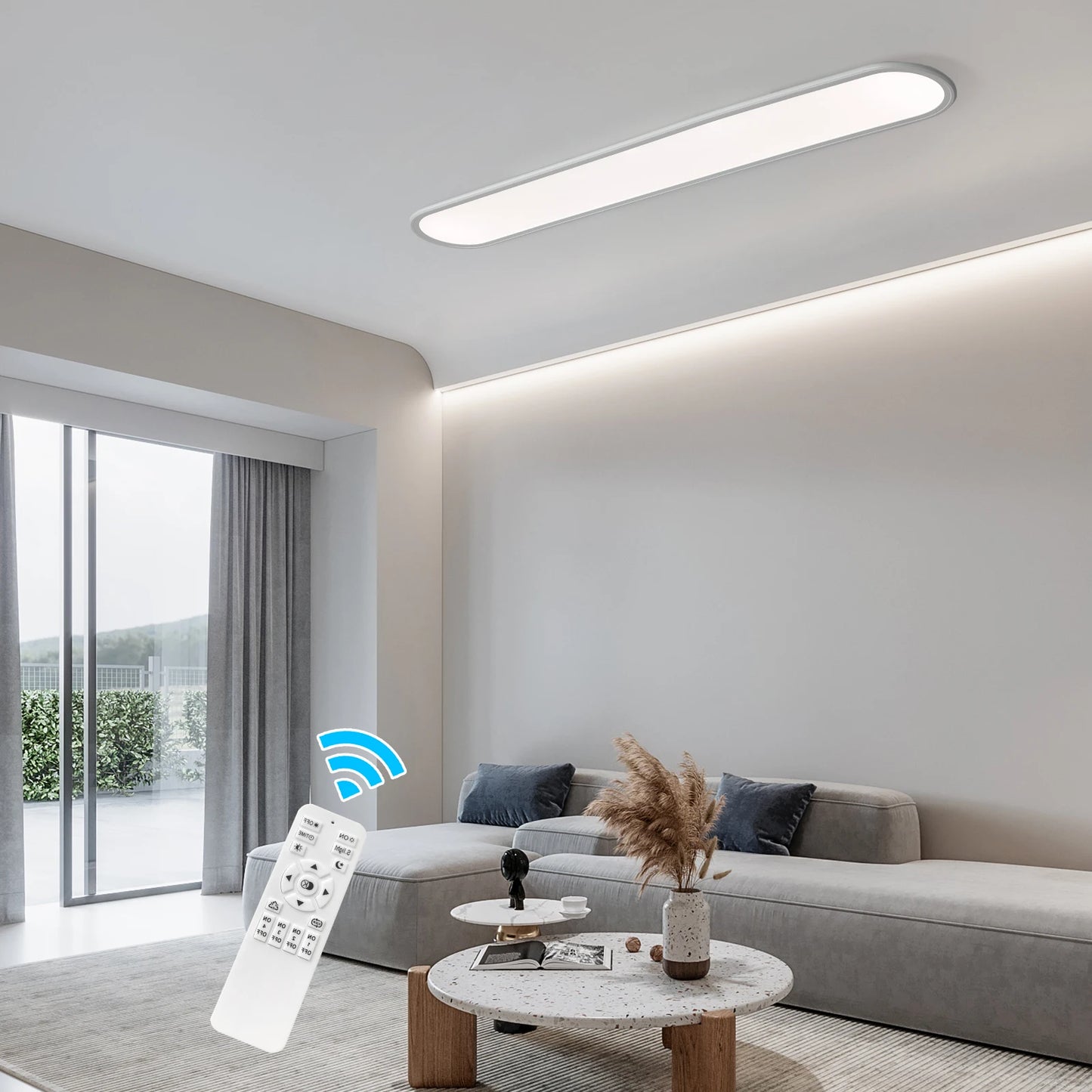 51W LED Flush Mount Ceiling Light, Dimmable Modern Linear Lamp, Low Profile High Brightness Fixture for Kitchen, Shop