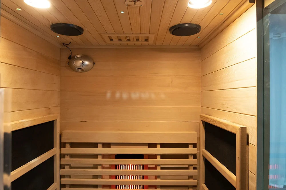 Luxury 1-Person Modern Cedar Electric Sauna Room with Red Cedar Solid Wood and Dry Steam Stove for Apartment or Villa