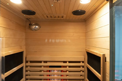 Luxury 1-Person Modern Cedar Electric Sauna Room with Red Cedar Solid Wood and Dry Steam Stove for Apartment or Villa