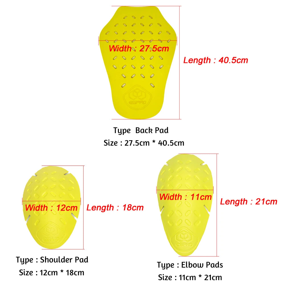 Motorcycle Jacket Lining Protectors Pad Shoulders Elbow Back Armor Protective Gear for Motocross Skiing ICE Skating Bike Cycling
