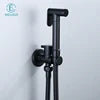 Melissa Modern Hotel Use Wall-Mounted Black Brass Toilet Bidet Sprayer Set with Vertical Spray and Water Saving Features