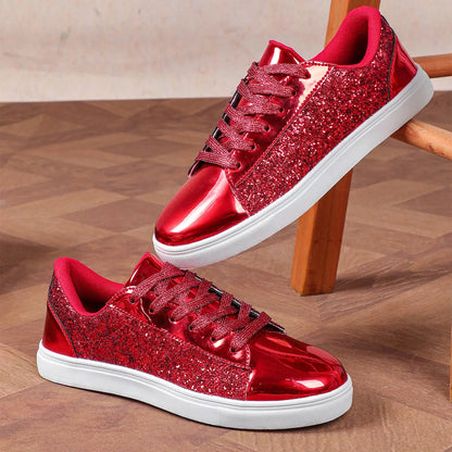 New Hot Product Brand Trendy Sneakers From Vietnam Lace-up Glitter Bling Party Shoes for Girls Teenage Chunky Shoe 2025 Brand