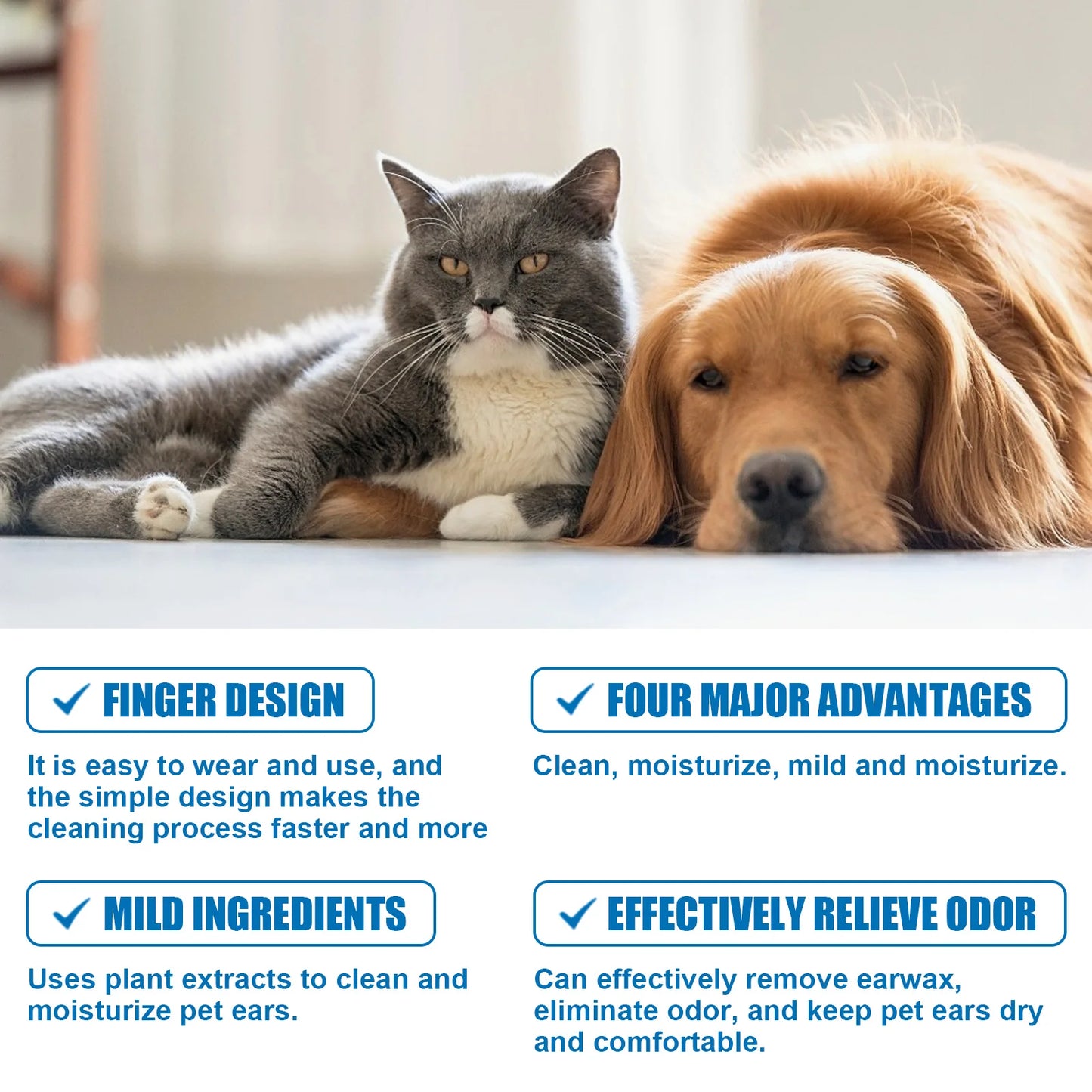 Pet Cleaning Finger Wipes Ear Care Finger Sleeves to Remove Earwax Ear Mites Ear Cleaning Care Pet